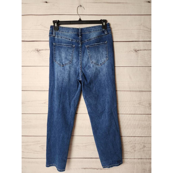 YMI‎ Womens Dream Cropped Skinny Jeans Blue Distressed High Rise 11/30 - Picture 2 of 7